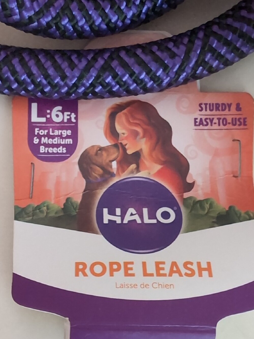 Halo Purple and Black Braided Rope Dog Leash NWT! - Picture 2 of 5